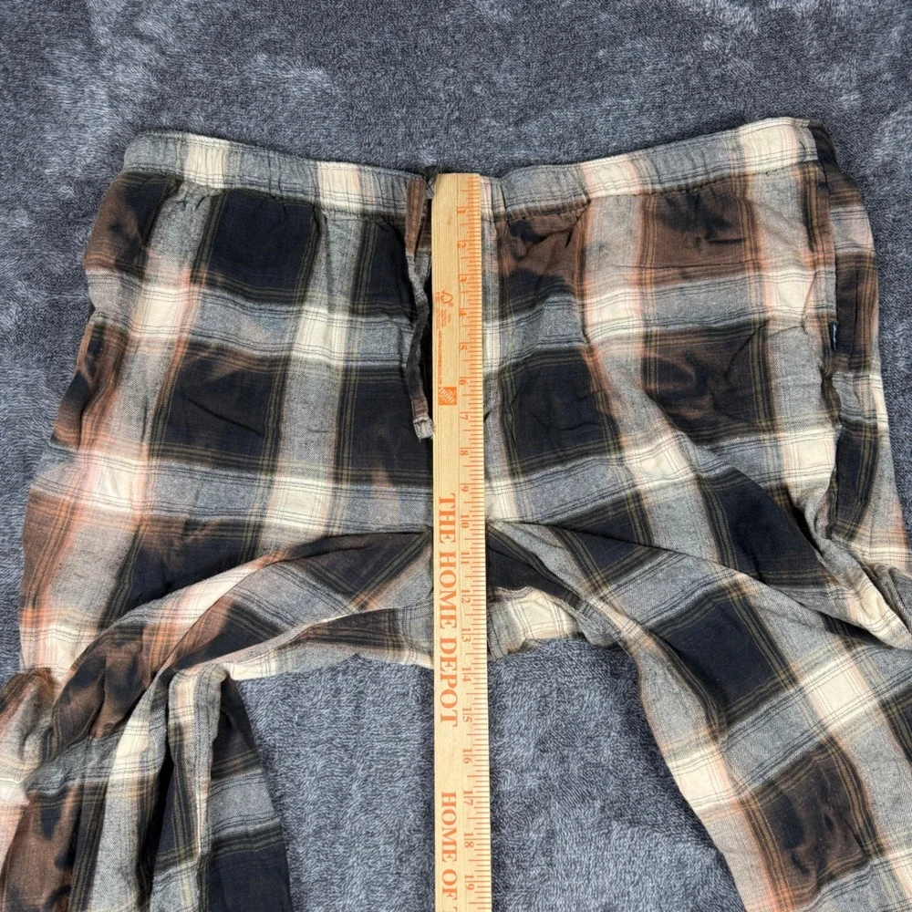 Eddie Bauer Lounge Mens XXL Plaid Flannel Pajama Pants Brown Black Bleached Wash